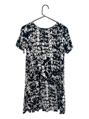 Hourglass Lilly Black & White Abstract Short Sleeve Top/Mini Dress Size XS/S
